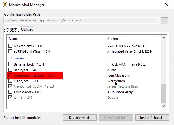 Monke Mod Manager Settings